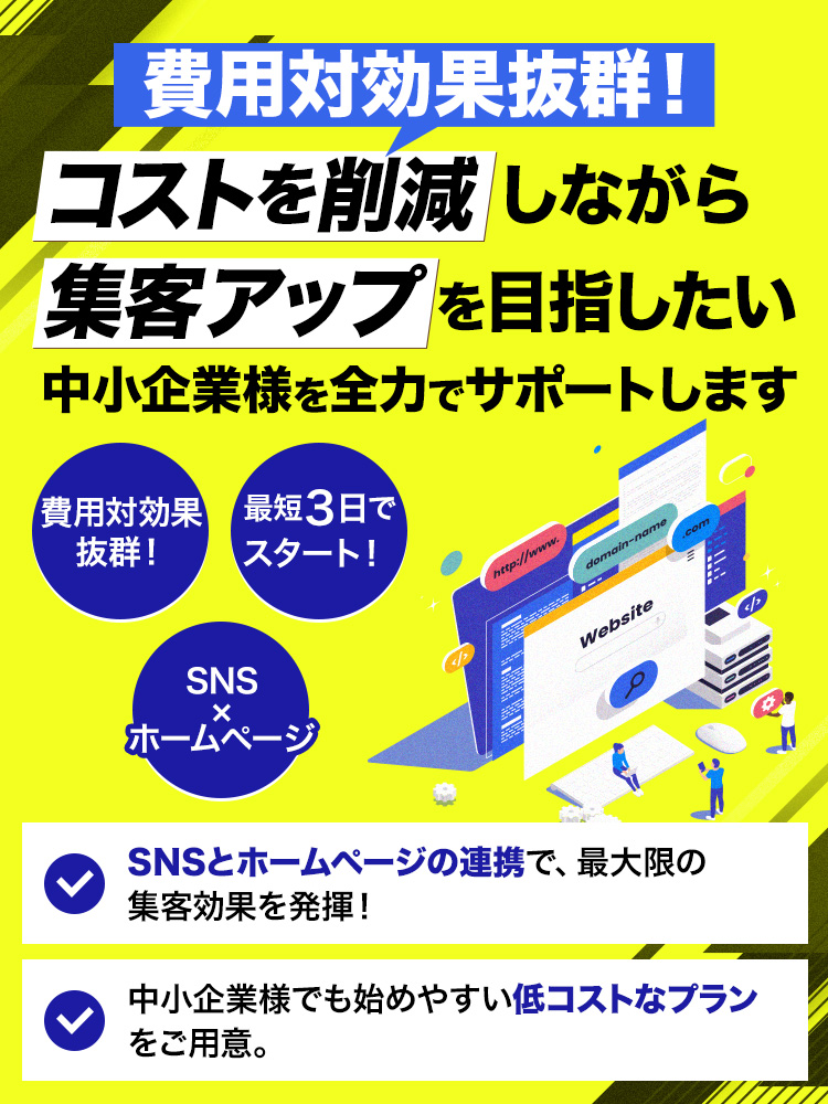 費用対効果抜群！コストを削減しながら集客アップを目指したい中小企業様を全力でサポートします