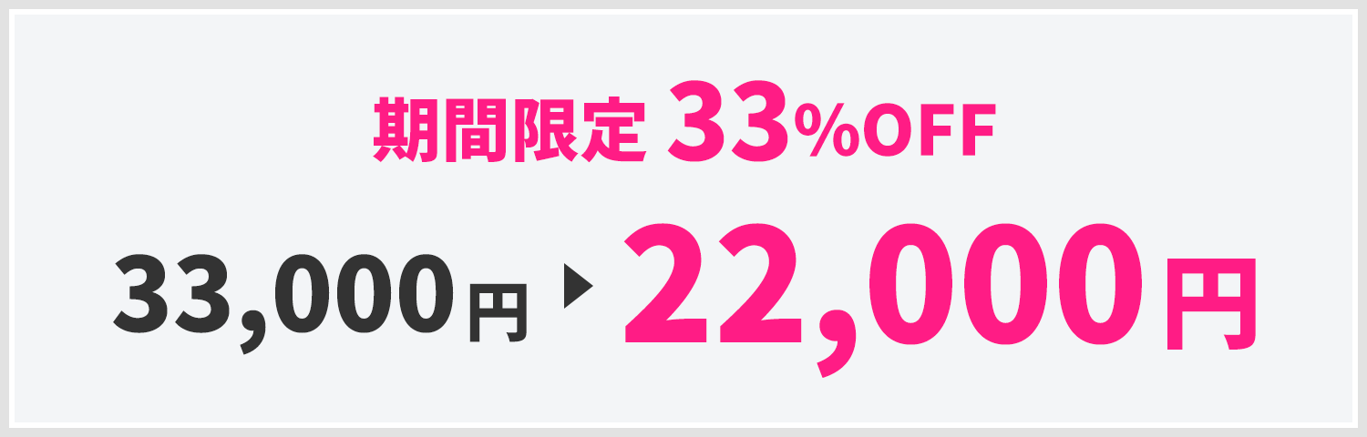 期間限定66％OFF　33,000円→11,000円