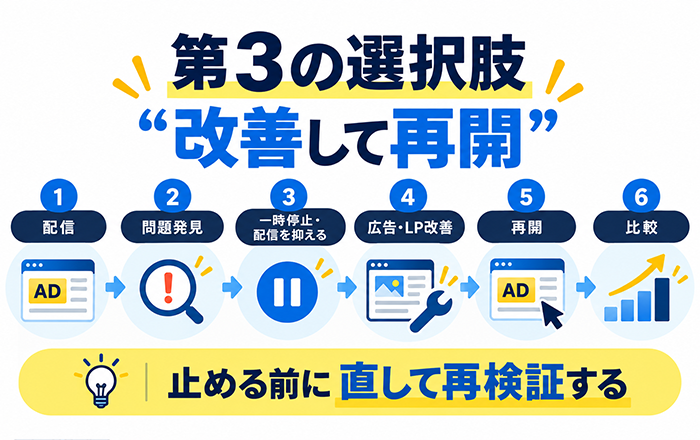 Meta広告を続けるか判断するための準CVを示す図